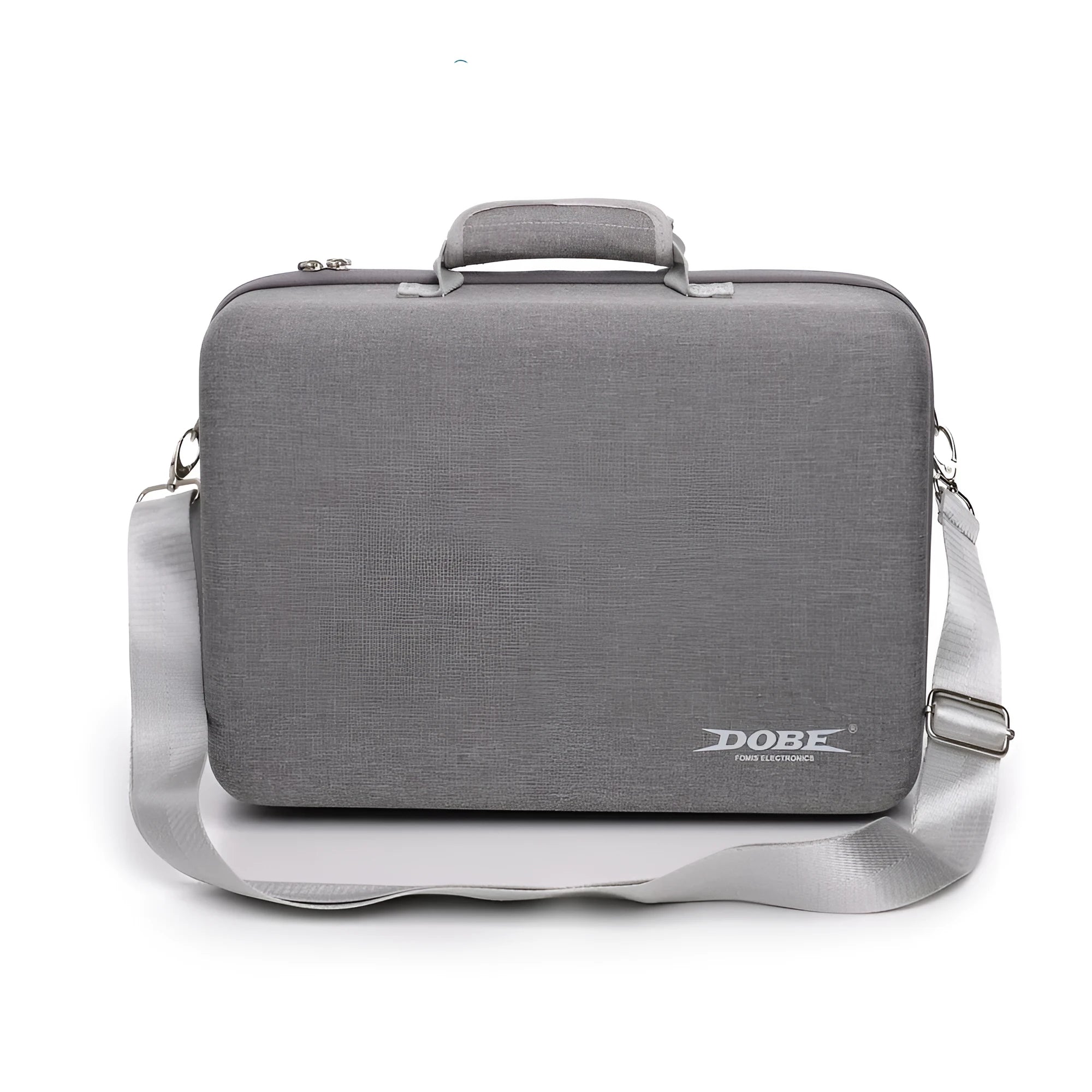 Grey EVA zippered storage bag designed for PS5 Slim console, 39x24.5x17cm