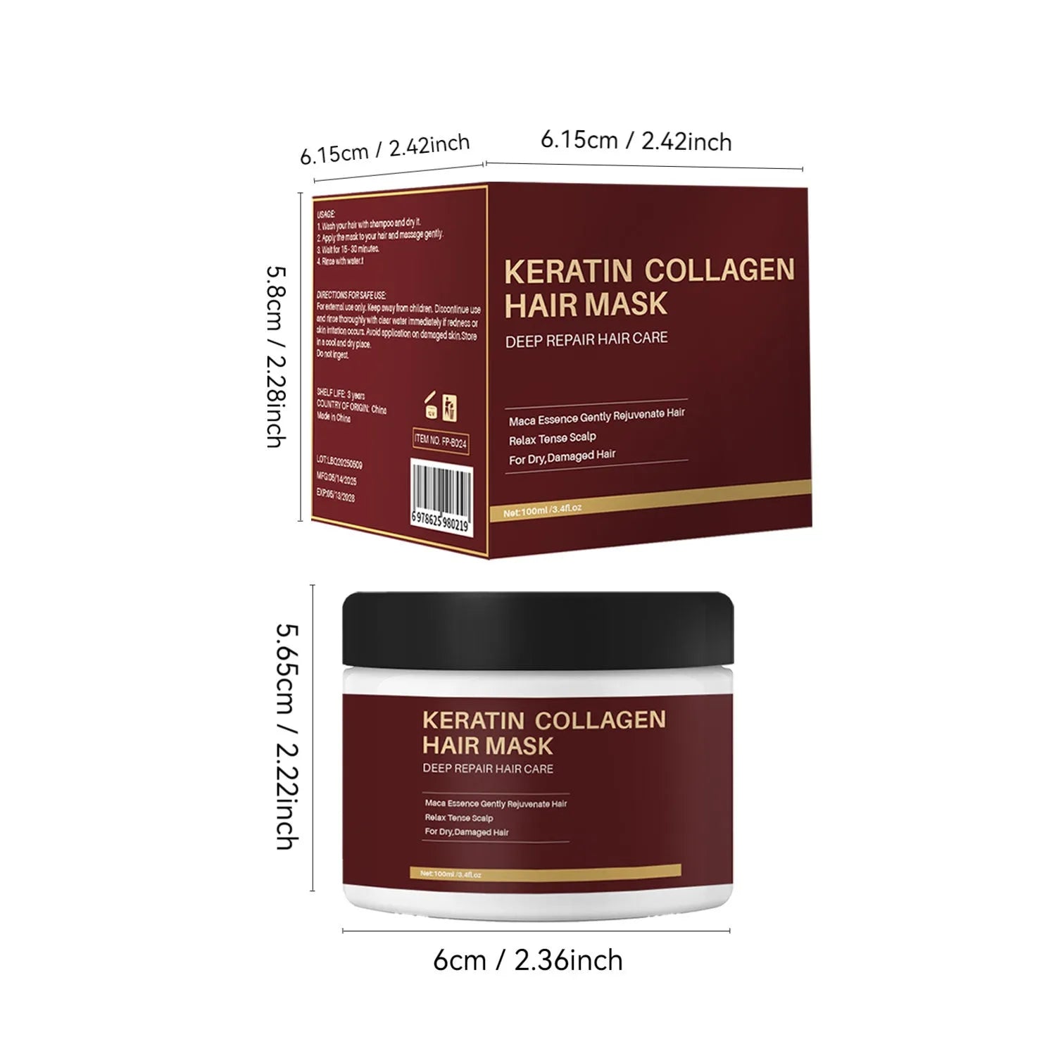 100ml collagen hair mask for moisturising and repairing treatment