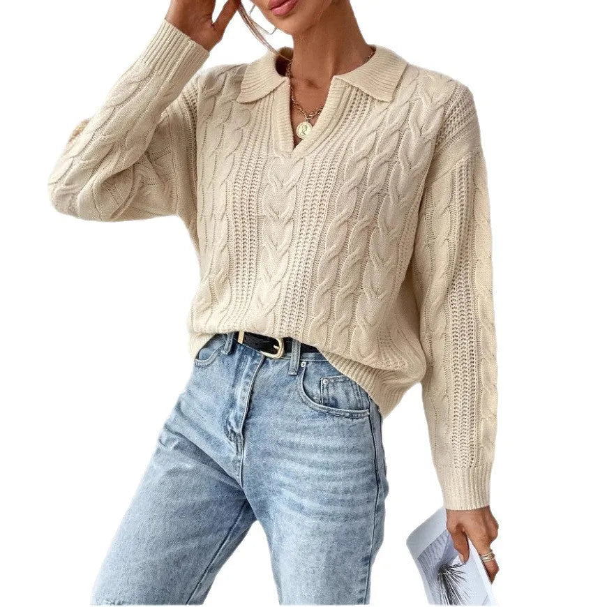 Women's twist thread knitted vest solid colour apricot top front view sleeveless pullover