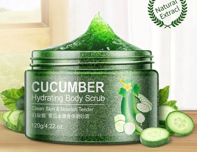 Cucumber Skin facial scrub in 150g packaging, green colour variant, with cucumber extract for gentle exfoliation