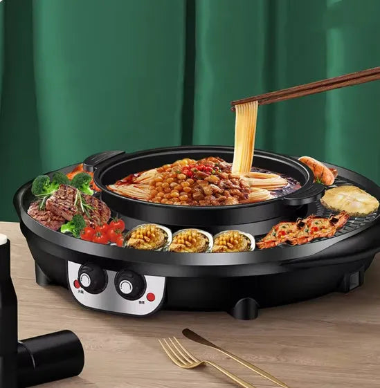 Multifunctional electric cooker hot pot barbecue all-in-one pot 5L 2300W Reunion Roast Black
