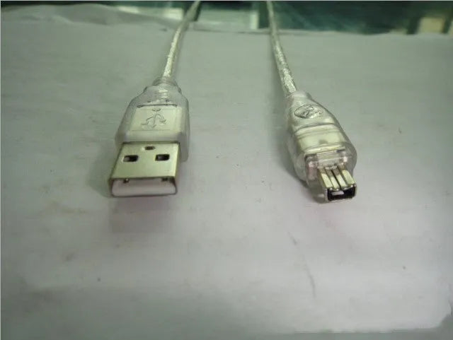 Transparent white USB-A to 4-pin data cable 1 metre length for computer peripherals
