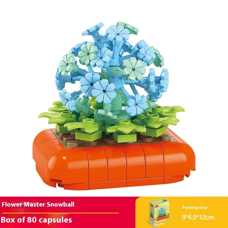 Plastic building blocks flower pot model assembly toy for teenagers
