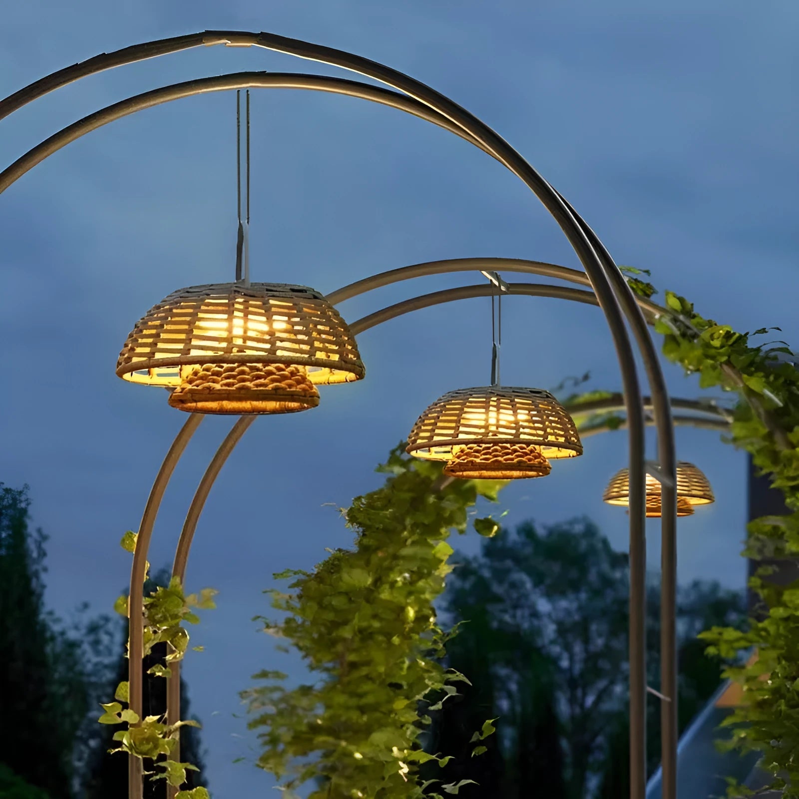 Outdoor chandelier garden lamp stainless steel IP65 5W LED 25cm brown grey plug-in type