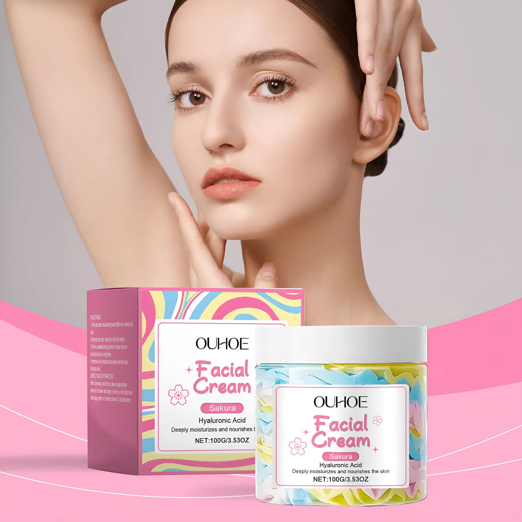 Sakura Butter Cream moisturiser in 5.7cm cube jar with 100g net content