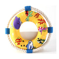 25cm blue dog pull ring training toy with squeaker for puppies and medium dogs