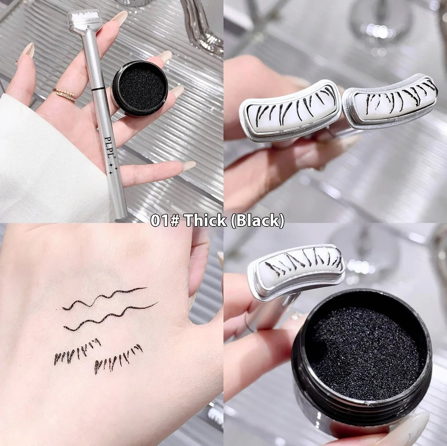 Double-headed waterproof quick-dry eyeliner pen and lotion in black and brown for smudge-proof lower lash sealing