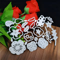 Silver carbon steel flower cutting die for paper crafts measuring 14.3x9.9cm