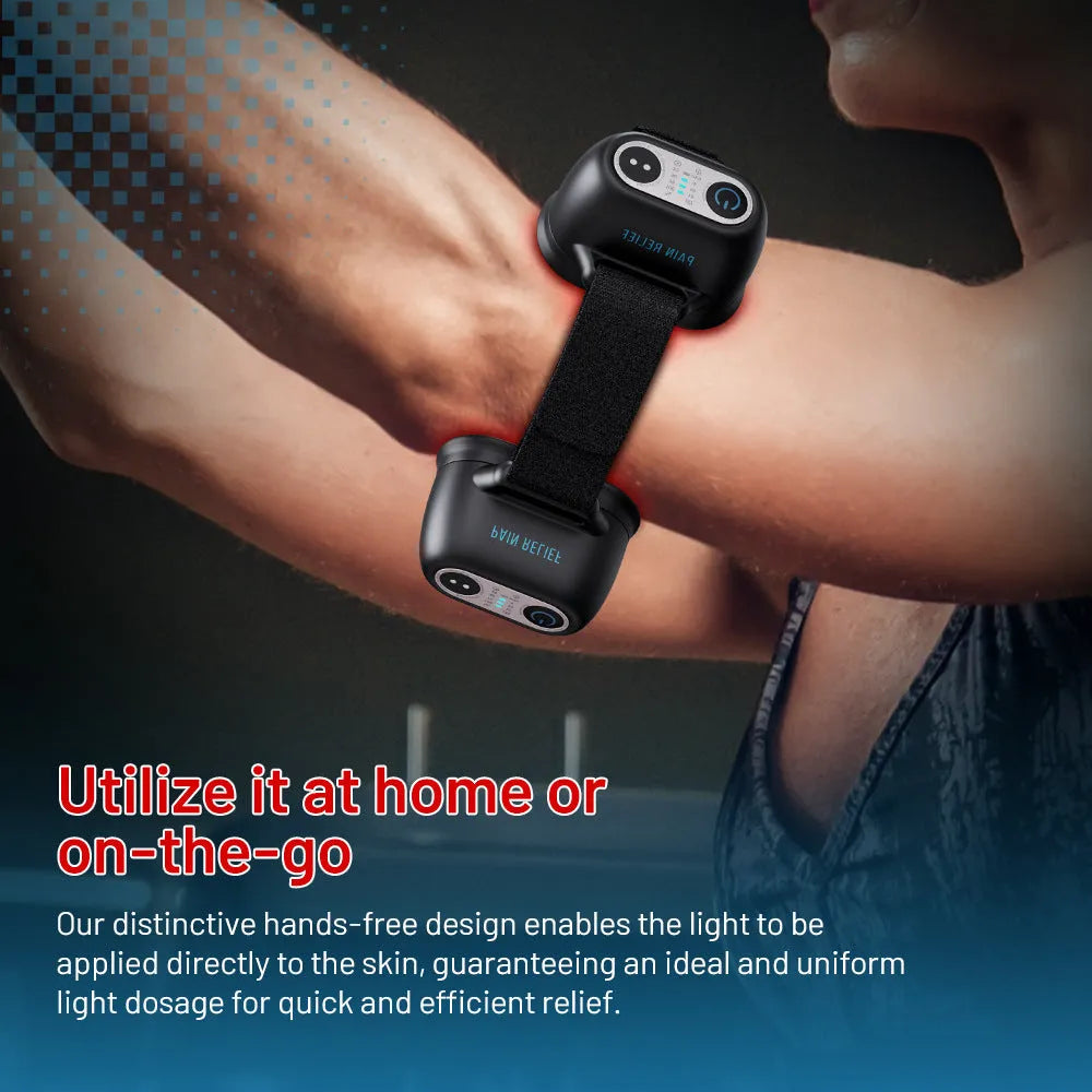 Black adjustable strap shoulder pain physiotherapy instrument with three gear settings