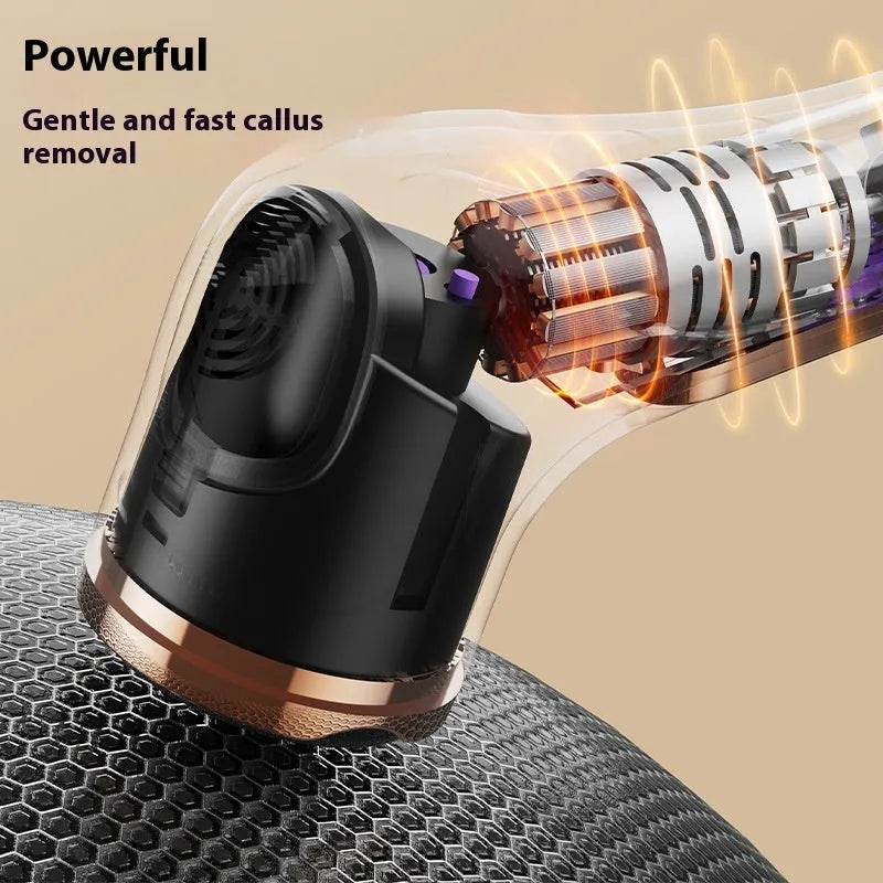 Electric foot grinder in Pink with oval pumice stone head and USB charging cable