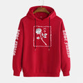Men's cotton pullover hoodie in loose fit, long sleeves, available in black, gray, green, red – side view showing hood and simple style