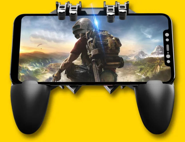 AK66 six-finger four-key gamepad handle in black colour for mobile devices
