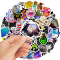 50-piece pack of waterproof PVC graffiti stickers for luggage and smooth surface application