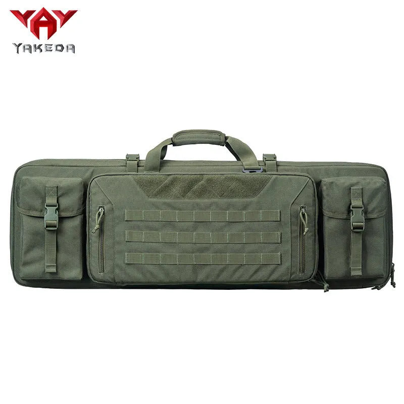 Large capacity waterproof sea fishing bag with double layers for rods and reels in black, 42 inch size