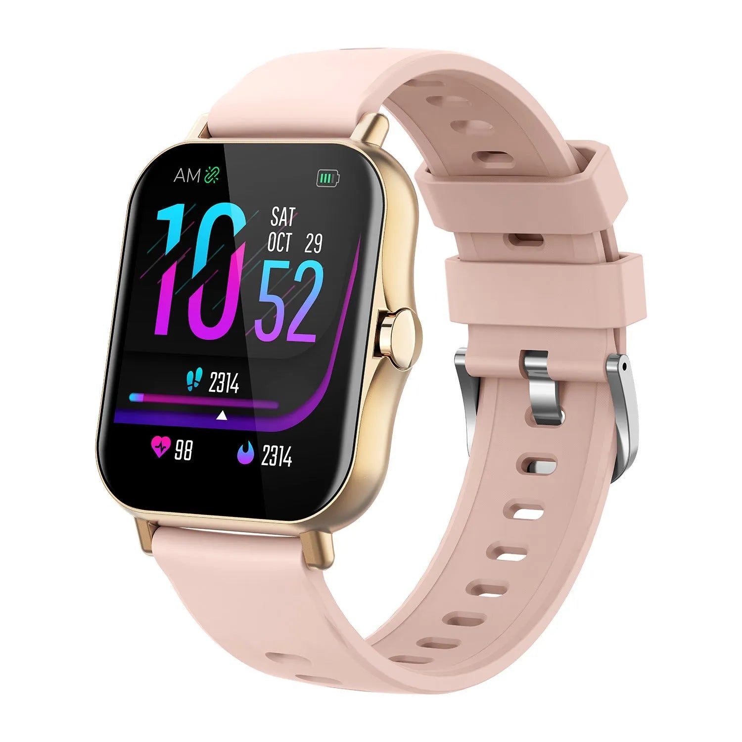 W10 Bluetooth smart watch for heart rate and blood pressure monitoring on a wrist.