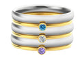 December birthstone superimposed engraved titanium steel ring in UK sizes 5-10