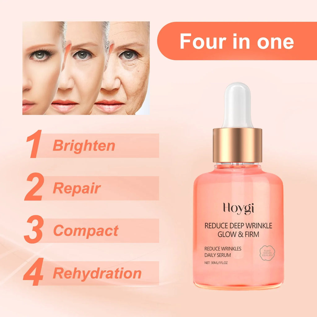 30ml bottle of rose essential oil serum for facial wrinkles and brightening