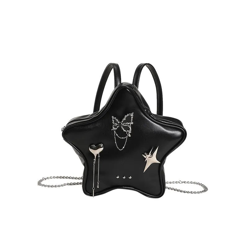 A soft PU leather women's messenger bag that can also be worn as a mini backpack, shown in a neutral colour.