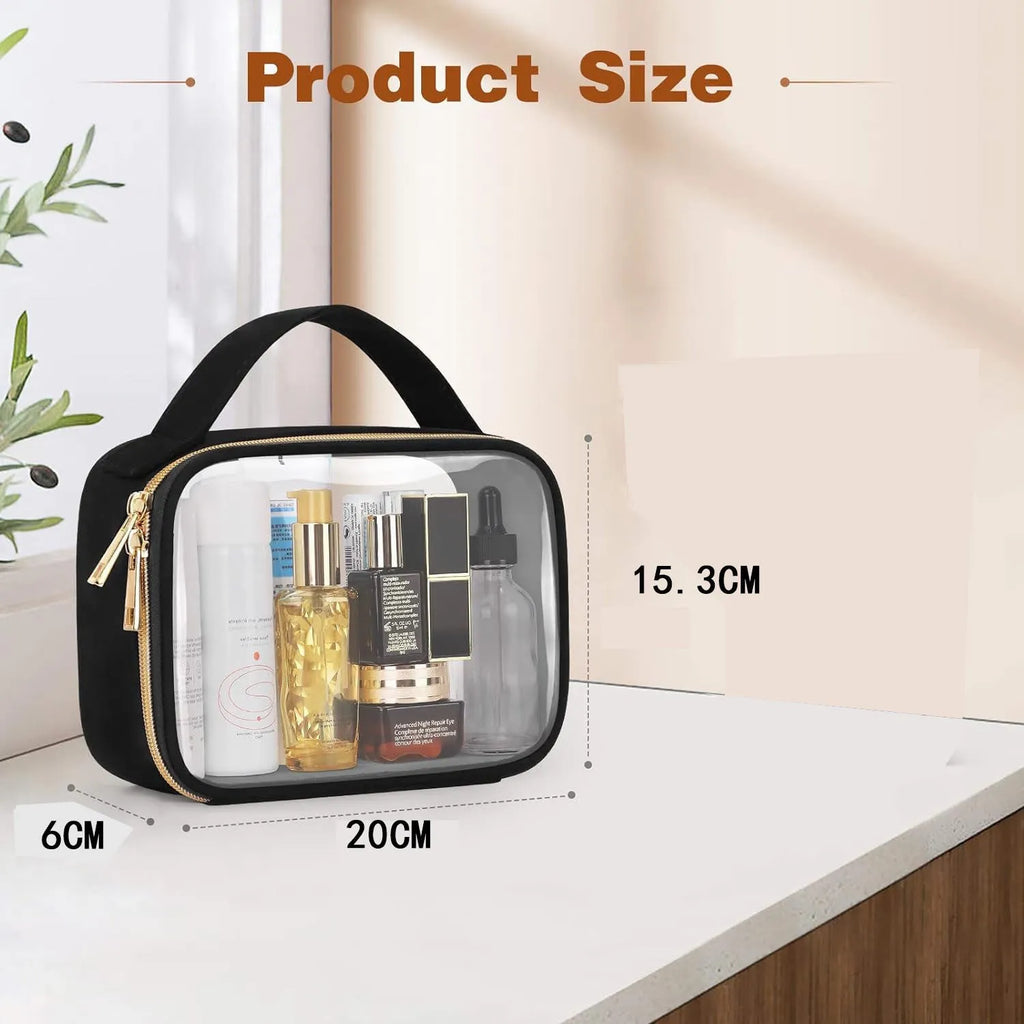 Transparent PVC lipstick storage wash bag with chain detail in multiple colour options