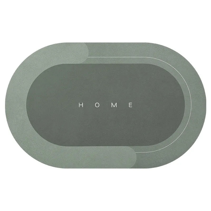 Oval diatom mud bath mat with natural rubber backing in Baikal blue colour
