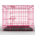 Folding iron wire dog cage in black with base plate, multiple sizes available