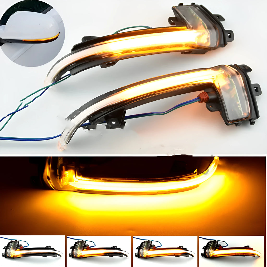 Dynamic LED mirror turn signal indicator for Audi A4 B8 model in black finish