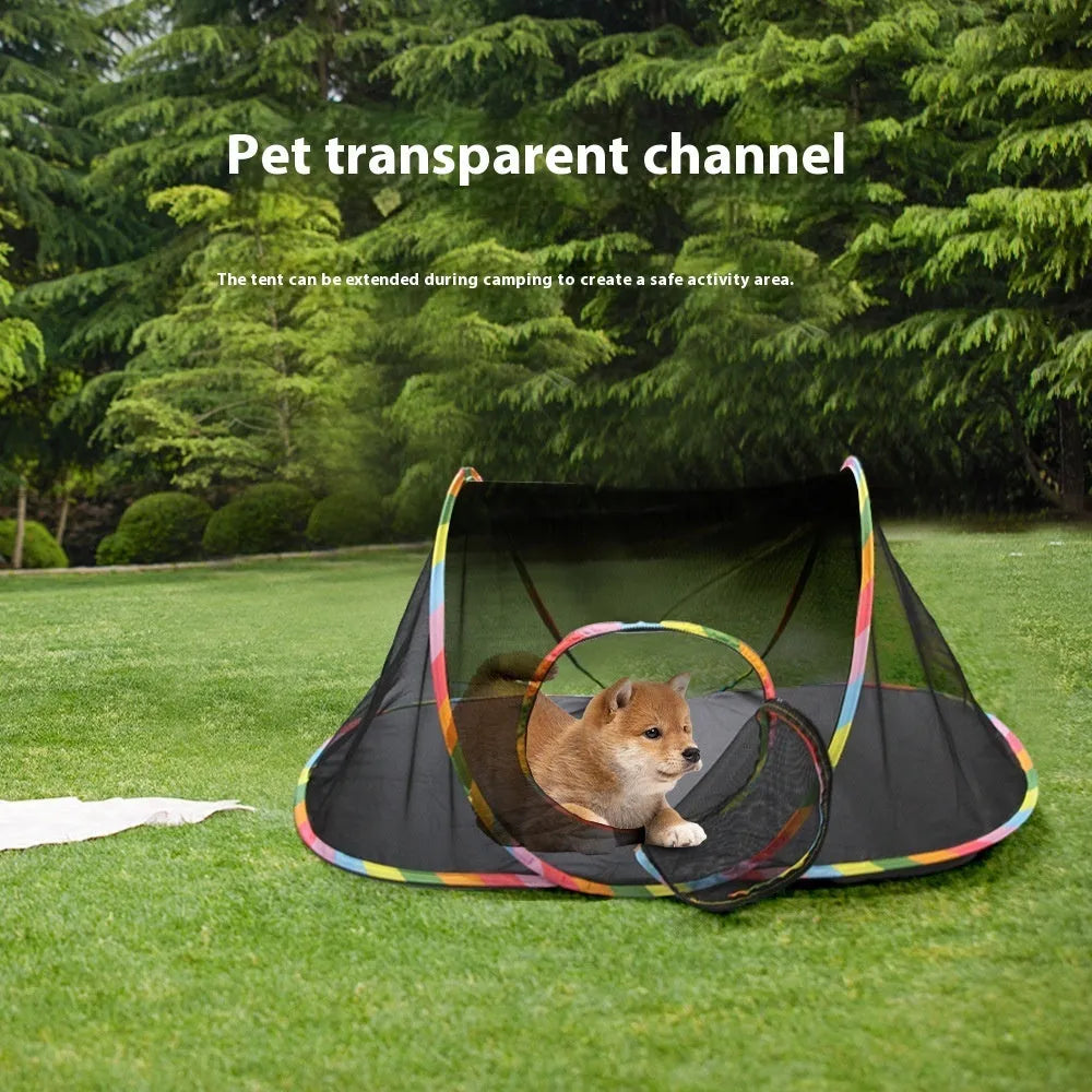 Foldable mesh cat roll cage playpen in a choice of five shapes: hexagonal, square, long straight, tee, and tent.