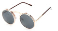 New vintage round steampunk sunglasses flip-up UV protection metal frame for men and women in gold and grey