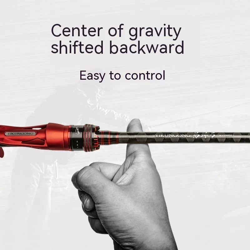 Carbon ultralight fishing rod shown with straight handle and pikestaff handle options, lengths 2.1m and 2.4m.