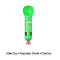 Portable 3 in 1 dog water bottle 500ml leak proof with treat holder and poop bag dispenser