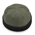 Cotton brimless skullcap sailor cap for men and women in army green, black, and dark blue