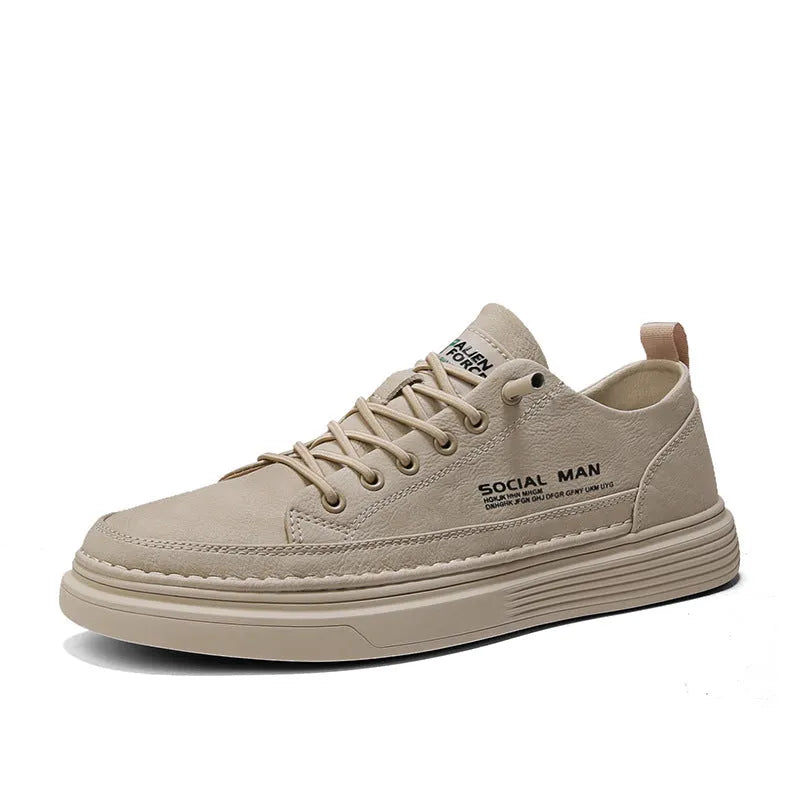 Men's casual board shoes with EVA upper and sole, flat heel, low top, front lace-up, in white, black, or sand