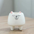 Hand painted ceramic succulent flowerpot with cartoon animal design in pastoral style.