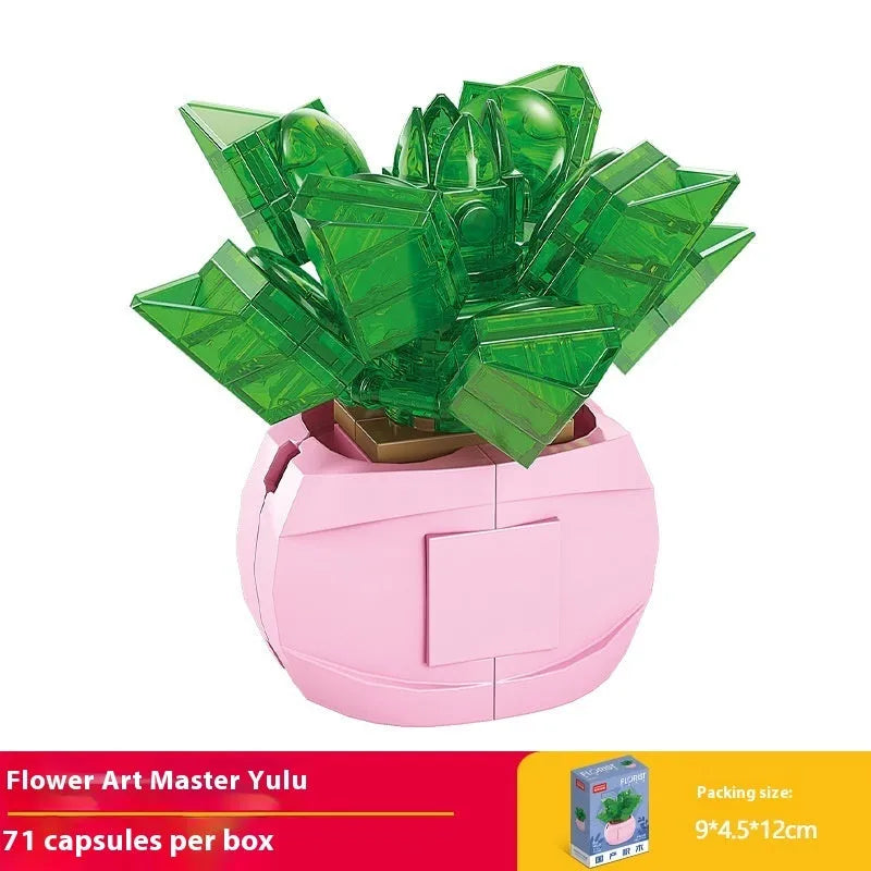 Plastic building blocks flower pot model assembly toy for teenagers