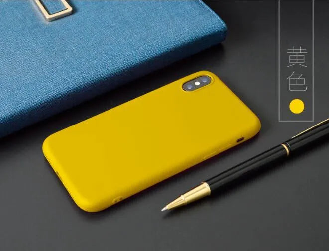 Frosted matte soft shell phone case for iPhone, shown in one of eight available colours.
