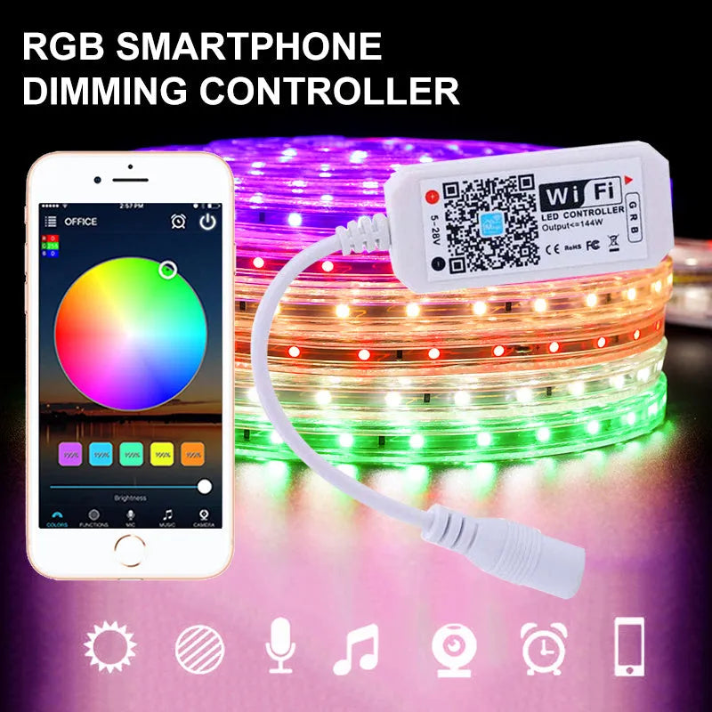 White WiFi light bar controller zj-mw-rgb with 3 channels and 144W capacity for constant voltage LED lamps