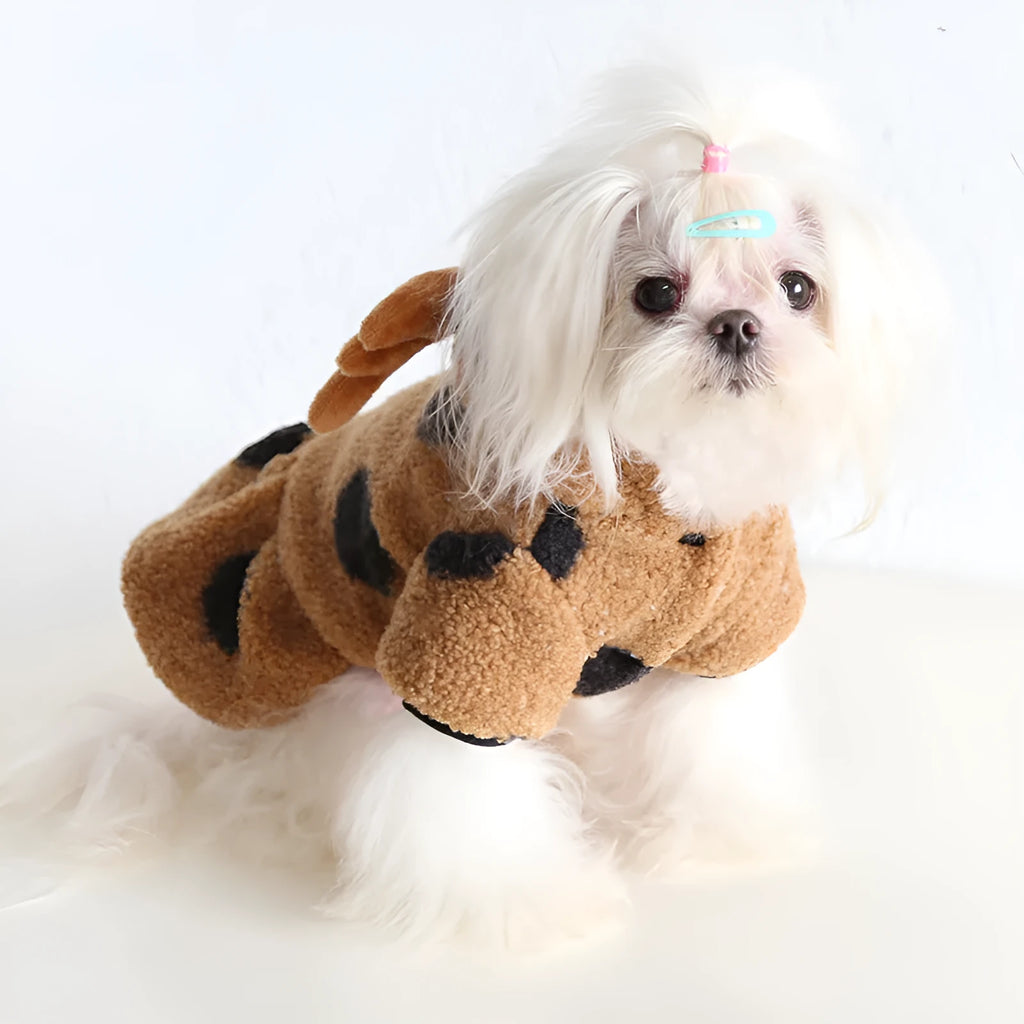 Polka dot pet clothing set showing skirt and four-leg options for cats and dogs
