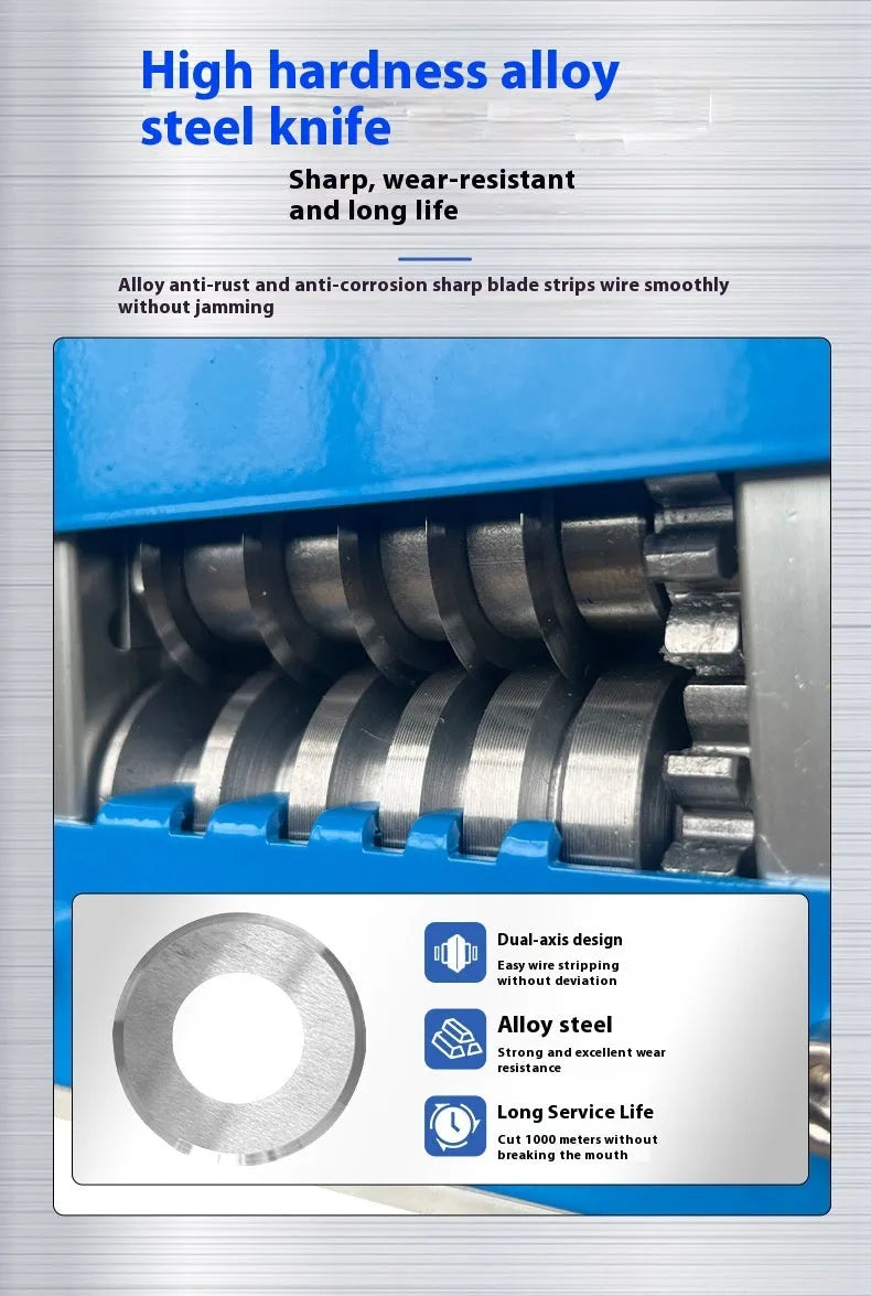 SD-017 manual wire stripping machine with adjustable dial for cable diameters from 0.5 to 17 millimetres.