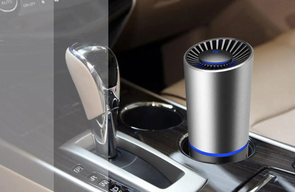 Silver car air purifier cup with high CADR made from ABS plastic for interior use