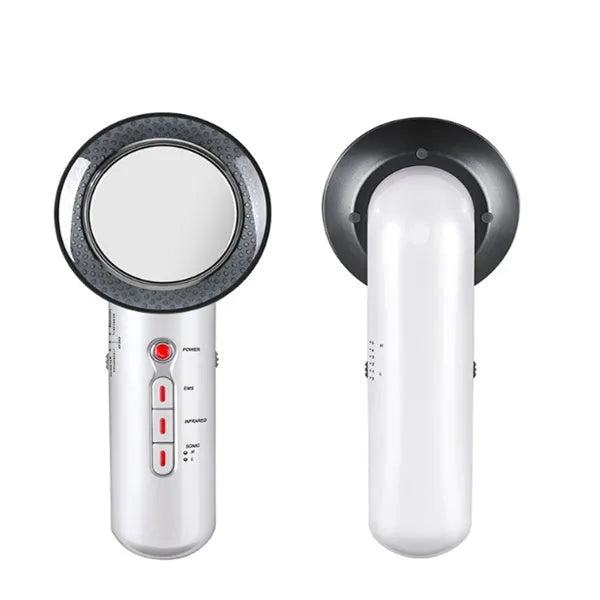 3-in-1 EMS infrared ultrasonic slimming massager with 5 modes and 5 intensities, compact handheld device for body and facial use