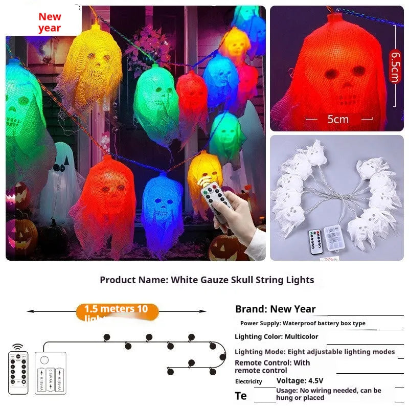 Halloween battery powered LED string lights in colour and warm white options for indoor wall decoration