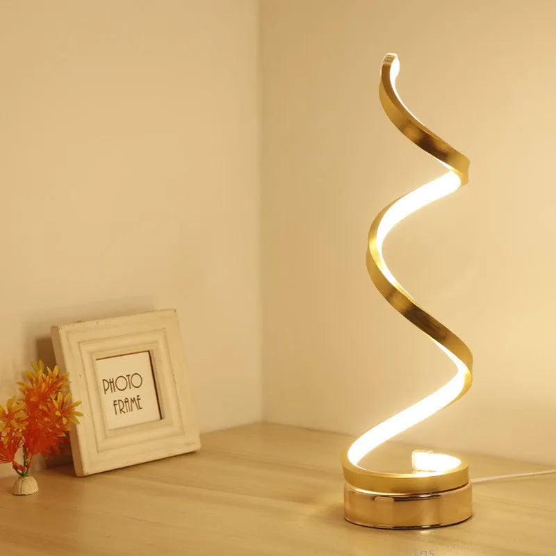 Black and white minimalist LED table lamp with aluminium shade and tri-colour dimming