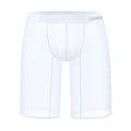 Man wearing black seamless nylon mesh home shorts with a hip-lifting design.