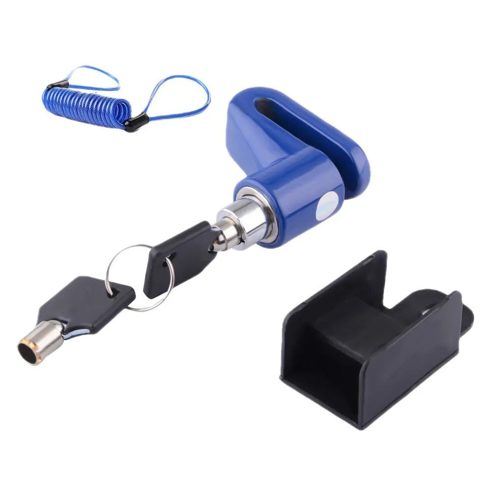 Iron disc brake lock in black with reminder rope for bicycle motorbike electric car security