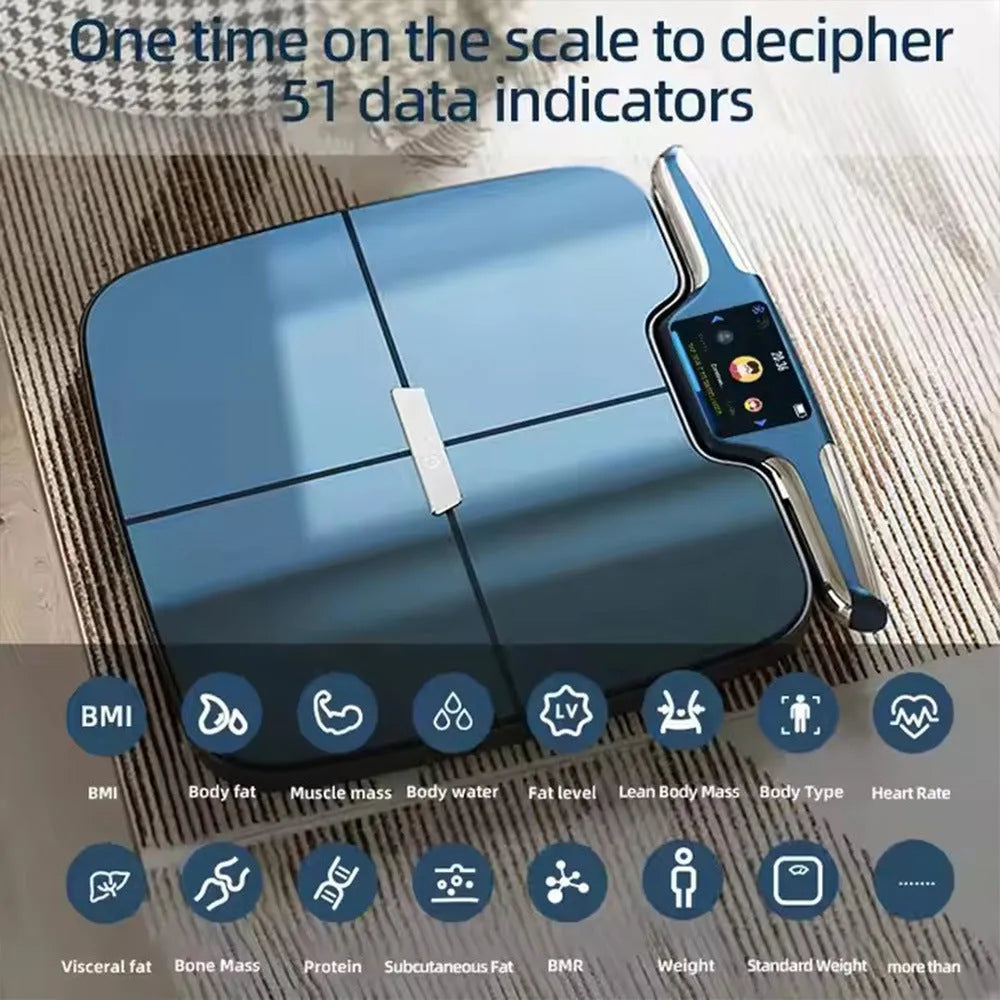 Black eight-electrode intelligent body fat and composition household weighing scale