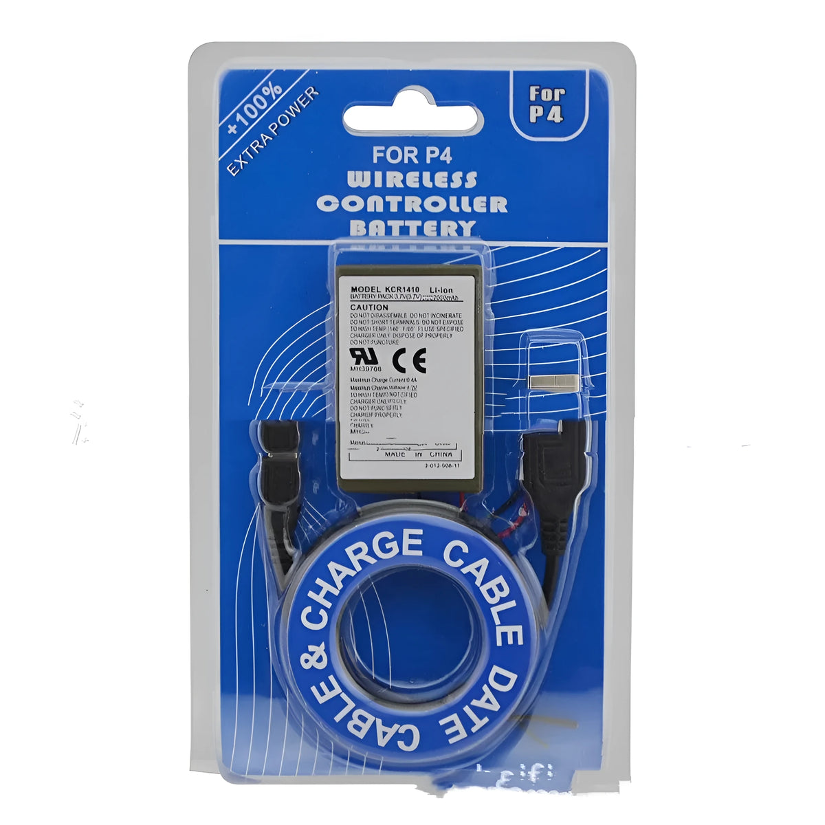 PS4 handle battery with charging cable shown as game accessory replacement for Sony PlayStation 4 wireless controller