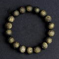 Natural crater ball obsidian bracelet with grinding texture in gold or silver meteorite tones