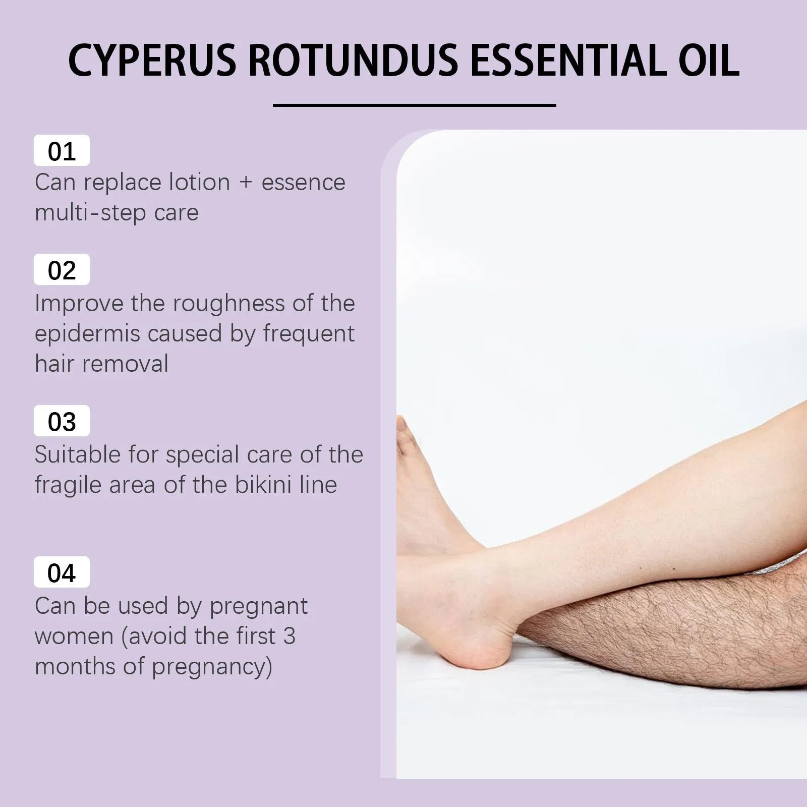 60 ml hair removal treatment oil bottle with botanical extract formulation