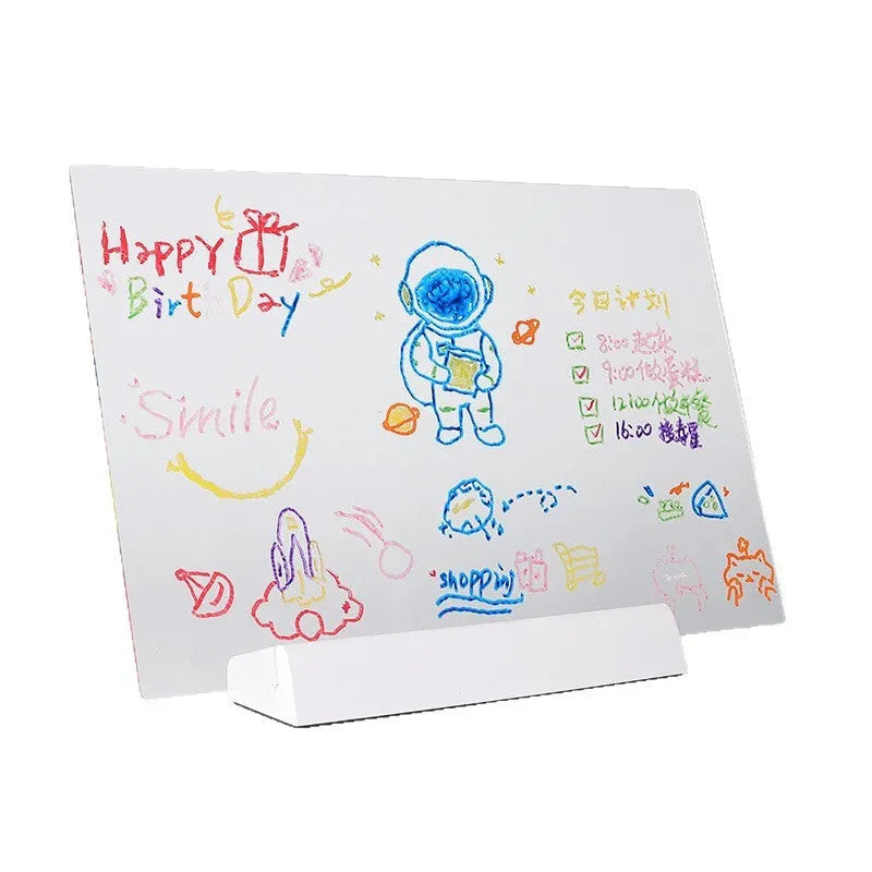 Rechargeable erasable acrylic luminous message board with stand, 12 crayons, black or white frame, 20x20cm or 30x20cm