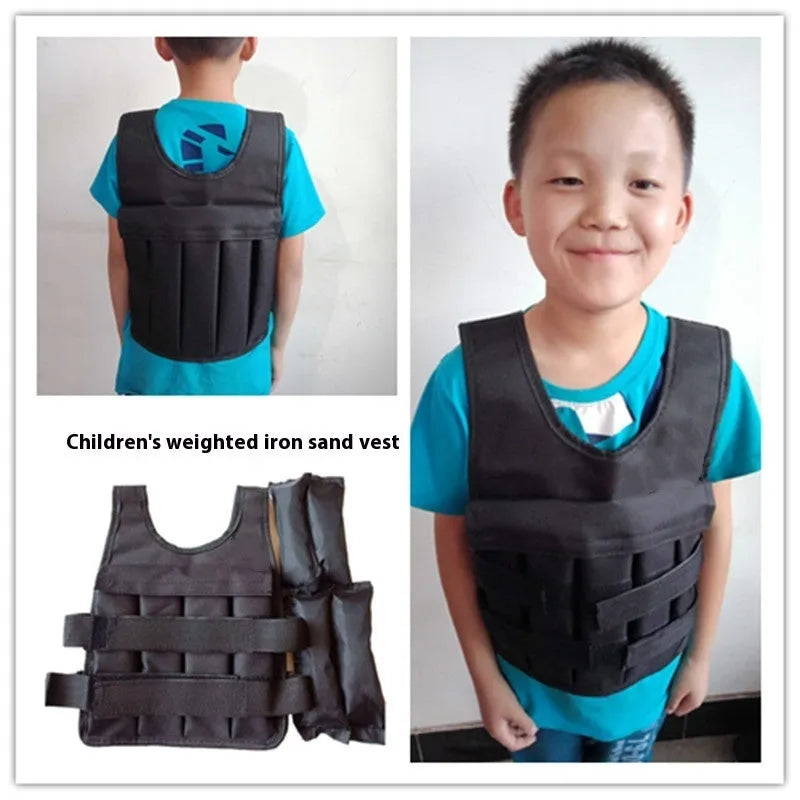 Children's adjustable thin voile sand vest with weight filling, available in sizes from 80-160cm height